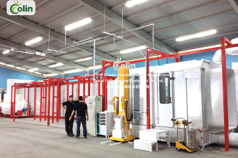 Shopping cart powder coating plant