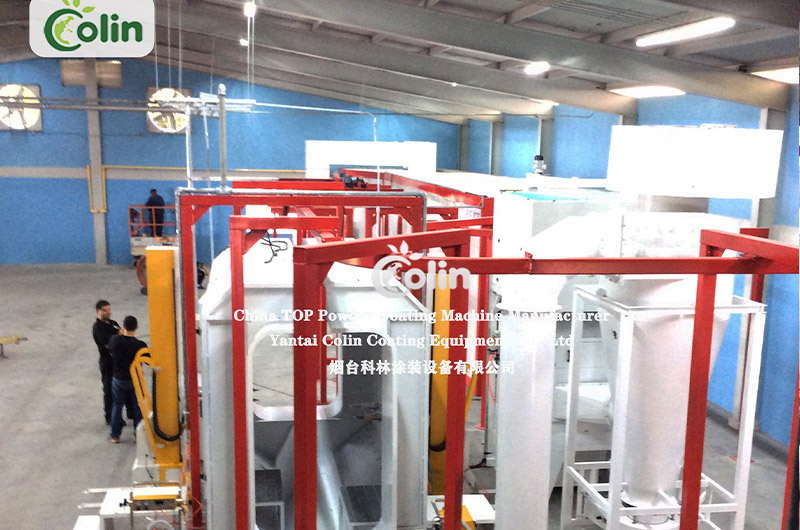 Shopping cart powder coating system